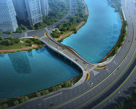 جسر الجزر الثلاث في وسط مالية تشنغدو